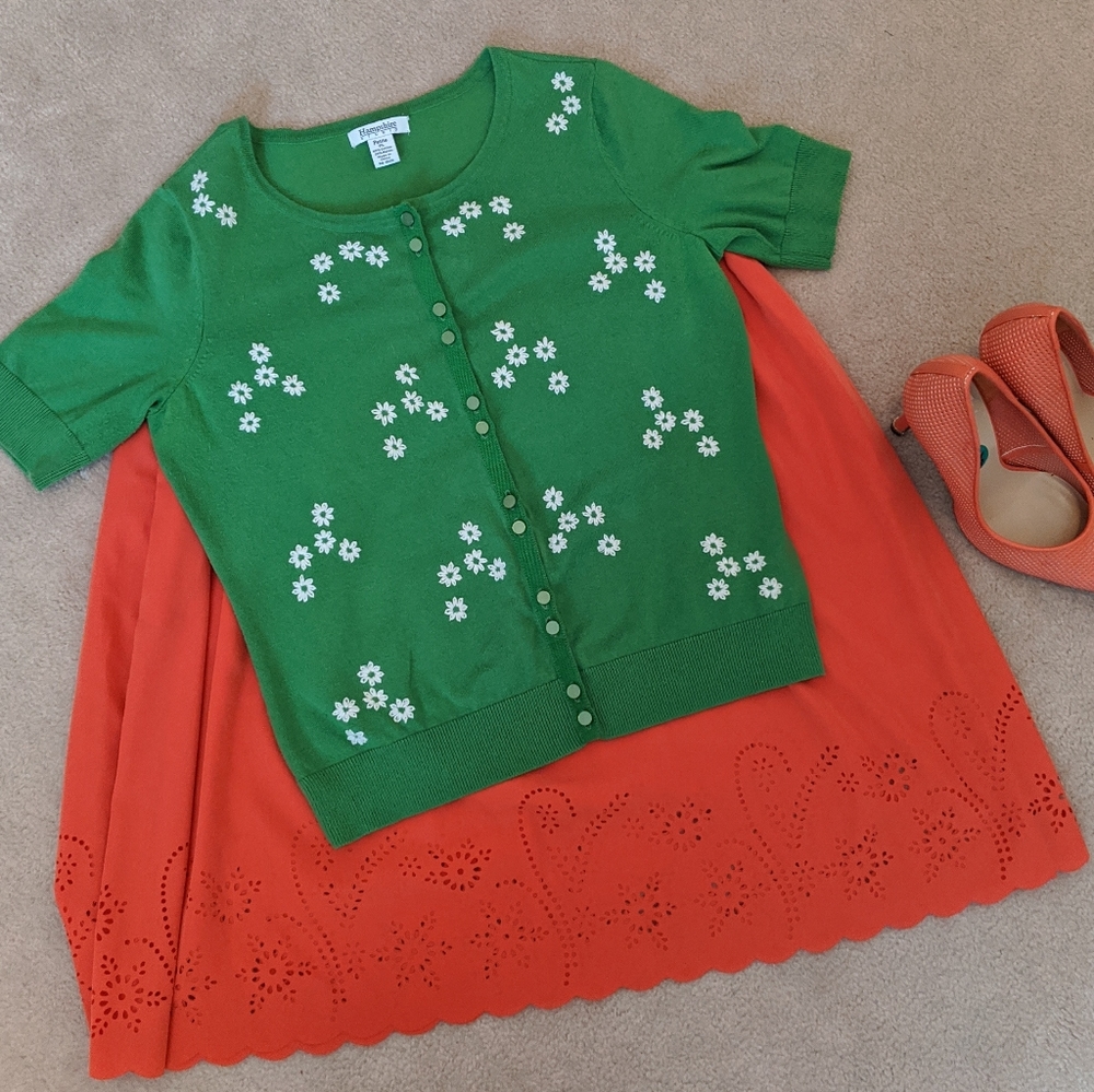 Vintage green short sleeve cardigan